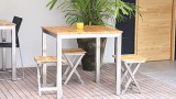 Stainless steel table with eucalyptus wood FSC...